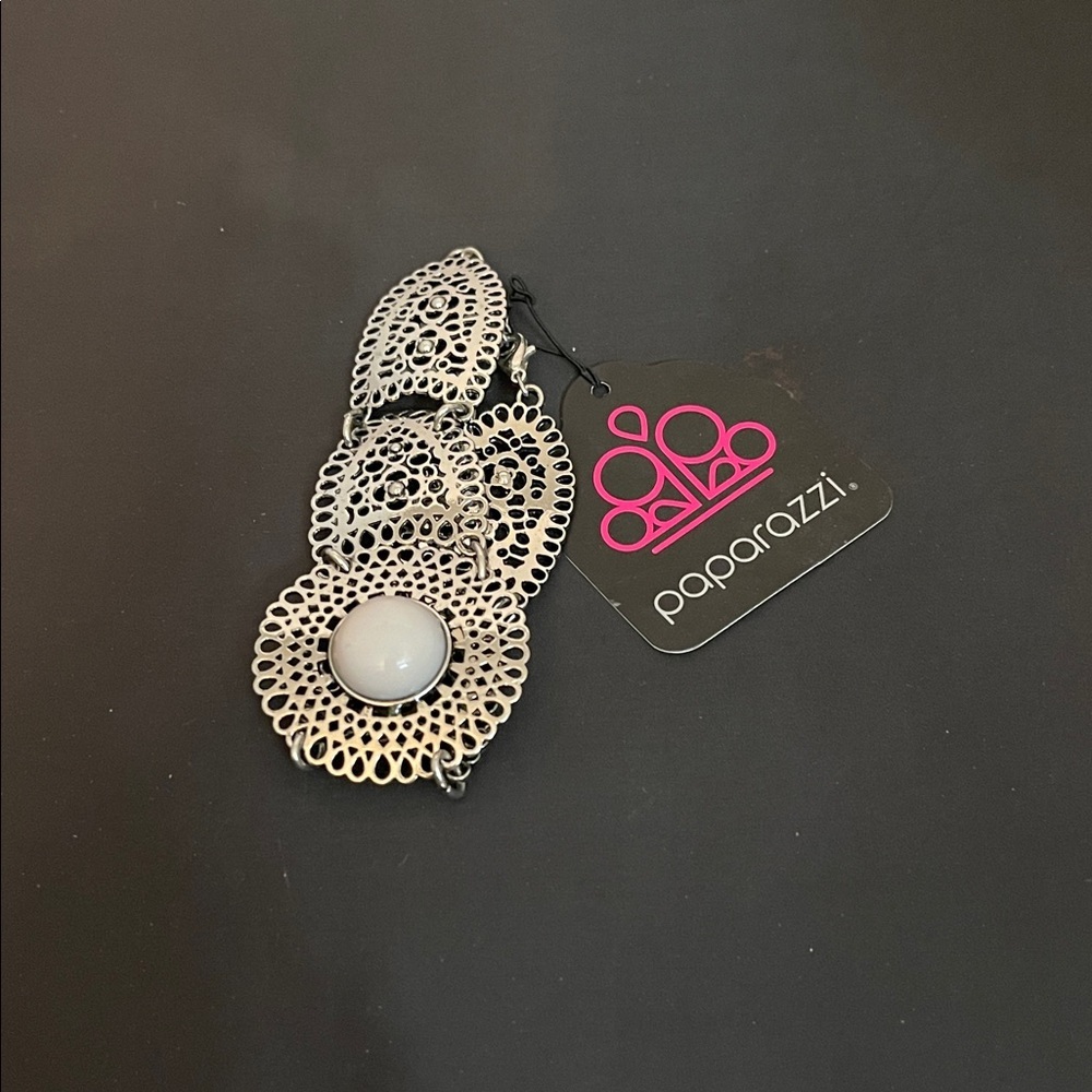 Paparazzi Silver Bracelet with White Stone